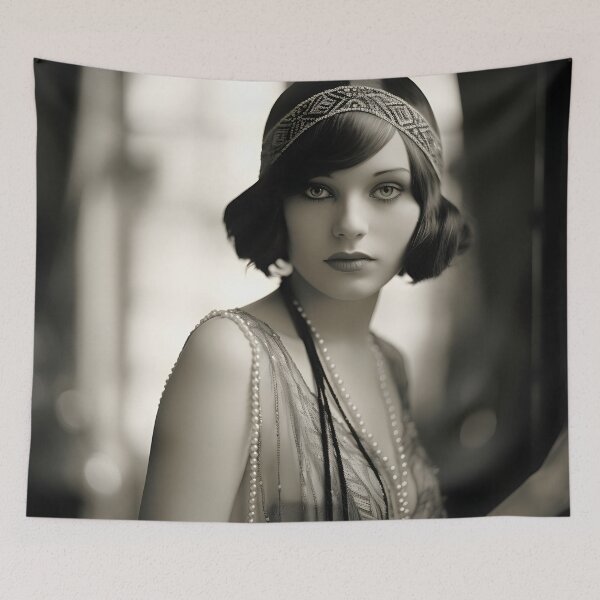 Item preview, black and white 1920s flapper photo designed and sold by dcrc.