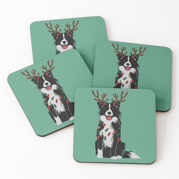 Item preview, Christmas Border Collie with Reindeer Antlers  designed and sold by reddogbuckeye.