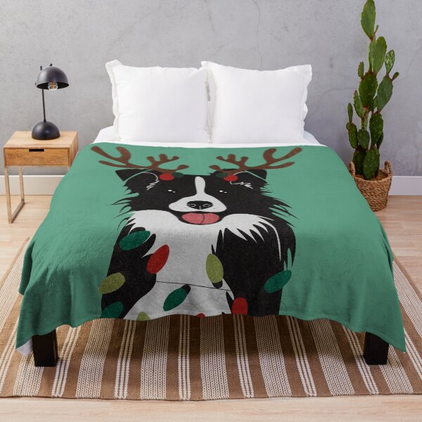 Item preview, Christmas Border Collie with Reindeer Antlers  designed and sold by reddogbuckeye.