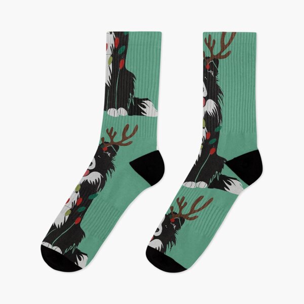 Item preview, Christmas Border Collie with Reindeer Antlers  designed and sold by reddogbuckeye.