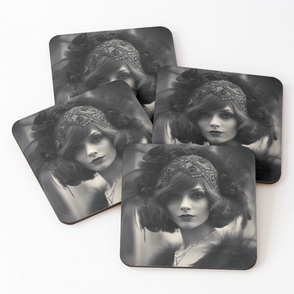 Item preview, black and white 1920s flapper photo designed and sold by dcrc.