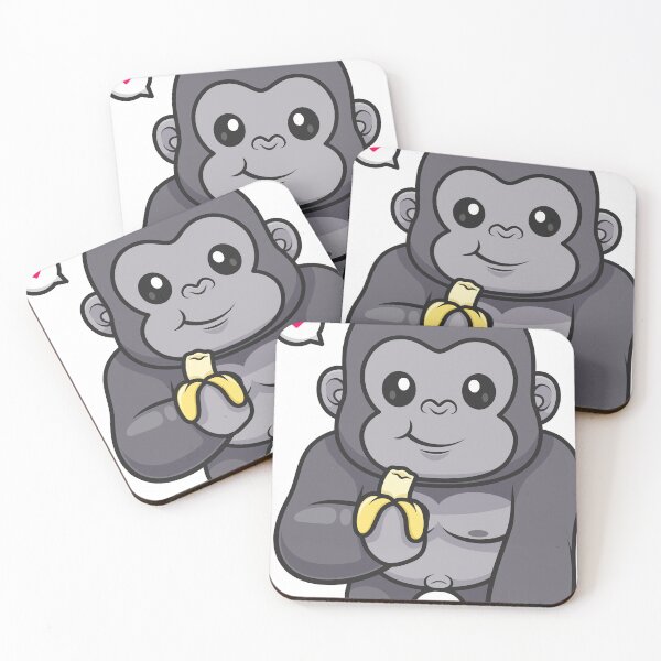 Item preview, Cute gorilla eating banana cartoon designed and sold by sasa-creations.