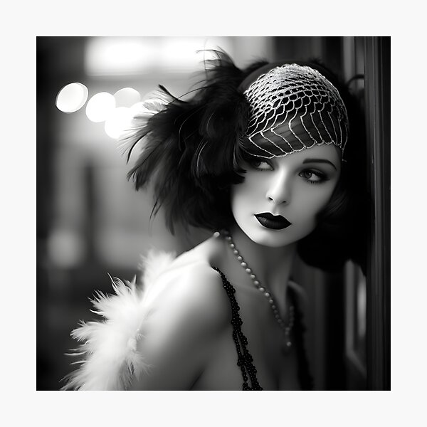 Item preview, black and white 1920s flapper photo, designed and sold by dcrc.