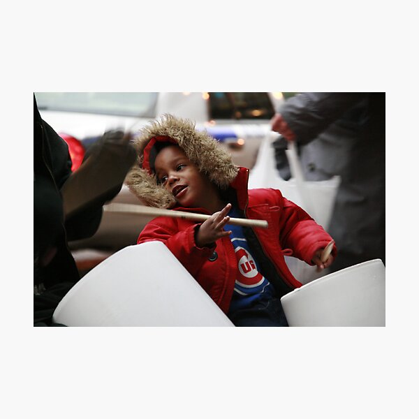 Little Drummer Boy in the Streets of Chicago Photographic Print