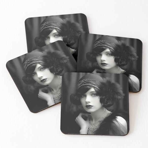 Item preview, black and white 1920s flapper photo designed and sold by dcrc.