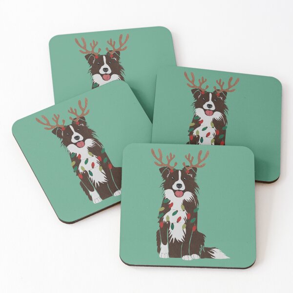Item preview, Christmas Border Collie with Reindeer Antlers: I designed and sold by reddogbuckeye.
