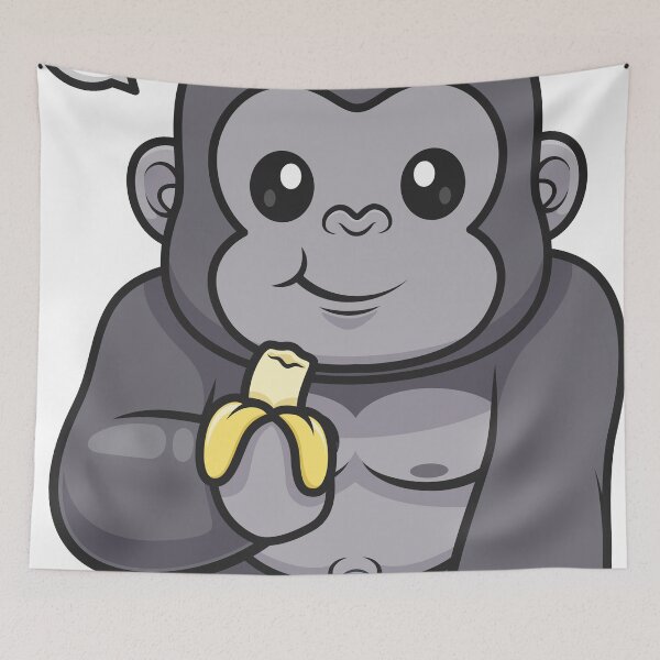Item preview, Cute gorilla eating banana cartoon designed and sold by sasa-creations.