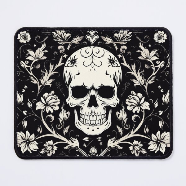 Item preview, Skulls Damask Gothic Flowers Pattern designed and sold by GrinGalore.