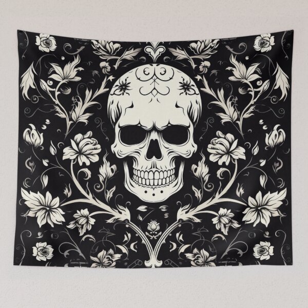 Item preview, Skulls Damask Gothic Flowers Pattern designed and sold by GrinGalore.