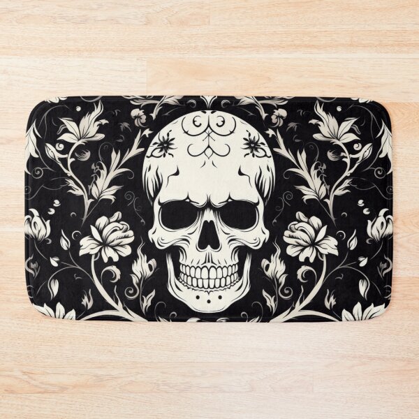 Item preview, Skulls Damask Gothic Flowers Pattern designed and sold by GrinGalore.