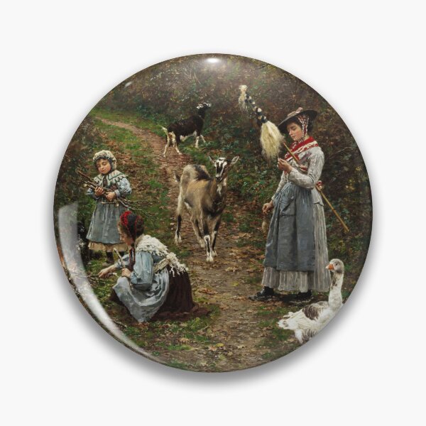 Item preview, Shepherd Girls at the Edge of the Forest lighting a Fire (1880) - François Marie Firmin Girard designed and sold by SALON DES ARTS.