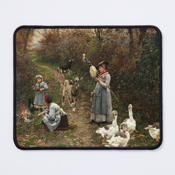 Item preview, Shepherd Girls at the Edge of the Forest lighting a Fire (1880) - François Marie Firmin Girard designed and sold by SALON DES ARTS.