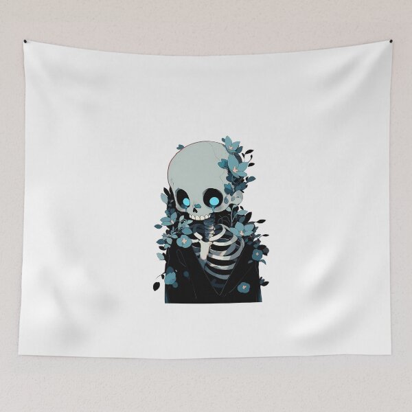 Item preview, Spooky Scary Skeleton with Blue Flowers Kawaii for Halloween designed and sold by Anima-aesthetic.