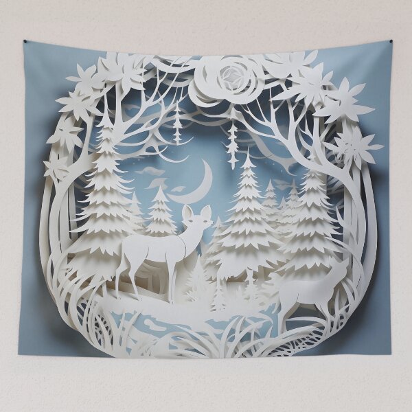Item preview, ornate decorative papercut winter scene designed and sold by dcrc.