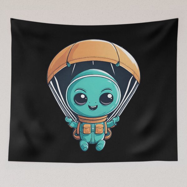Item preview, Cute Alien Parachuting designed and sold by CosmicVenture.