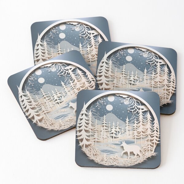 Item preview, ornate decorative papercut winter scene designed and sold by dcrc.