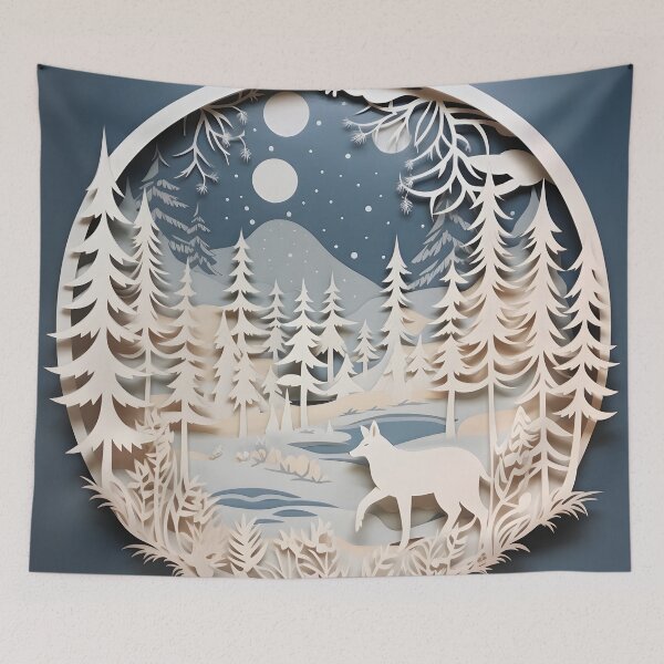 Item preview, ornate decorative papercut winter scene designed and sold by dcrc.