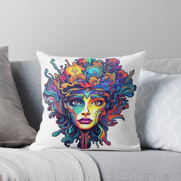 Item preview, Brightly Colored Woman With Paint Swirls For Hair designed and sold by ReverseBleach.