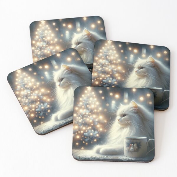 Item preview, Yuletide Gaze: The Elegance of a White Christmas Cat designed and sold by DeenaDee.