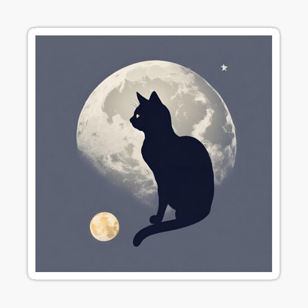 Item preview, Cat against the background of the moon designed and sold by GallaMoon.