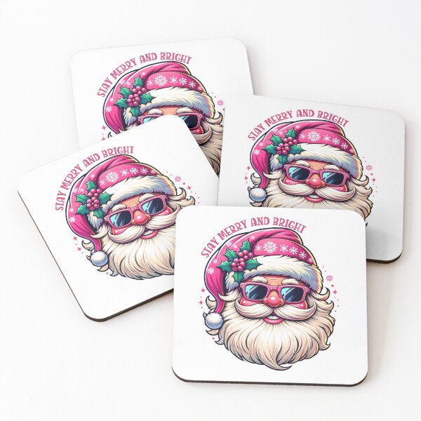 Item preview, Pastel Stay Merry and Bright Pink Retro Disco Santa  designed and sold by sjohnson70.