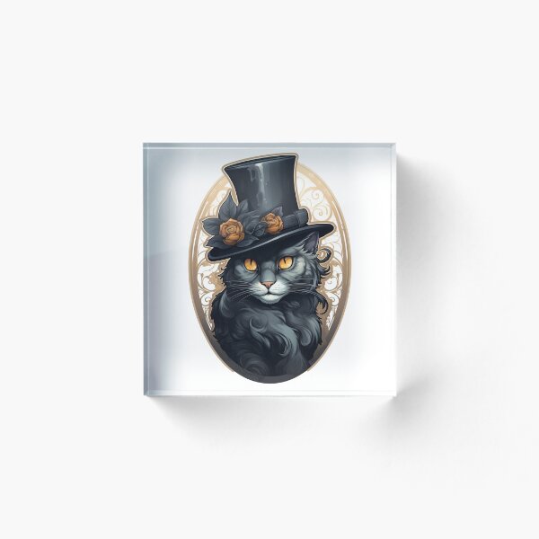 Item preview, Gothic Black Cat Wearing a Top Hat designed and sold by ReverseBleach.