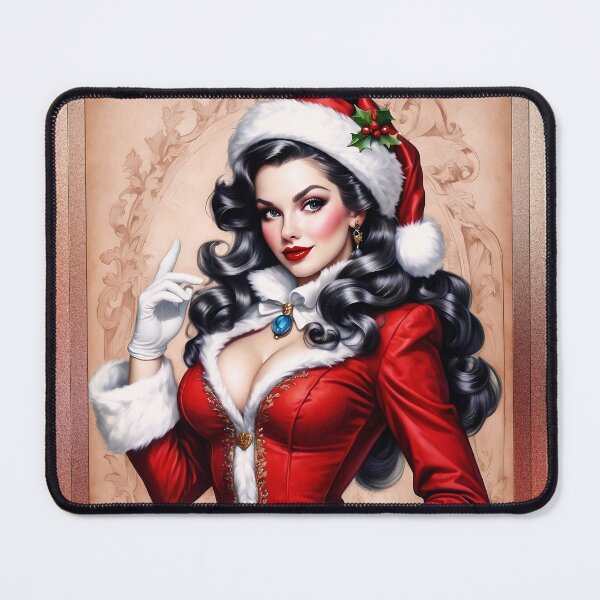 Item preview, Santa's Beautiful Pin Up Christmas Helper AI Concept Art Portrait by Xzendor7 designed and sold by Xzendor7 Digital Art Creations.