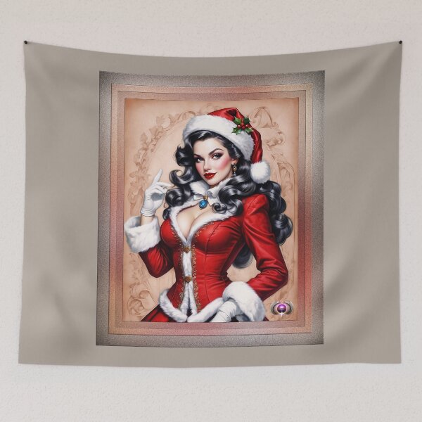Item preview, Santa's Beautiful Pin Up Christmas Helper AI Concept Art Portrait by Xzendor7 designed and sold by Xzendor7 Digital Art Creations.