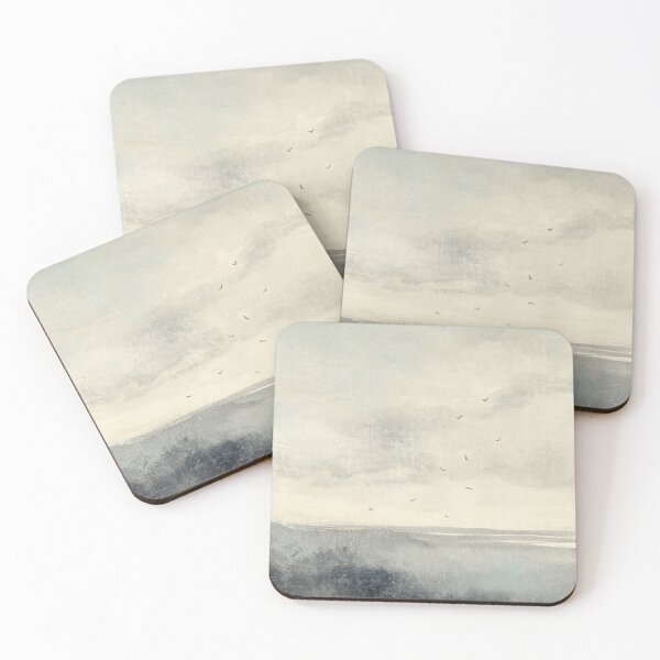 Item preview, Gray Modern Abstract Landscape Painting With Birds designed and sold by Melindabythesea.