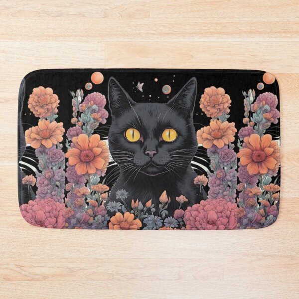 Item preview, Weird retro Black Cat  psychedelic colorful designed and sold by Catophile.