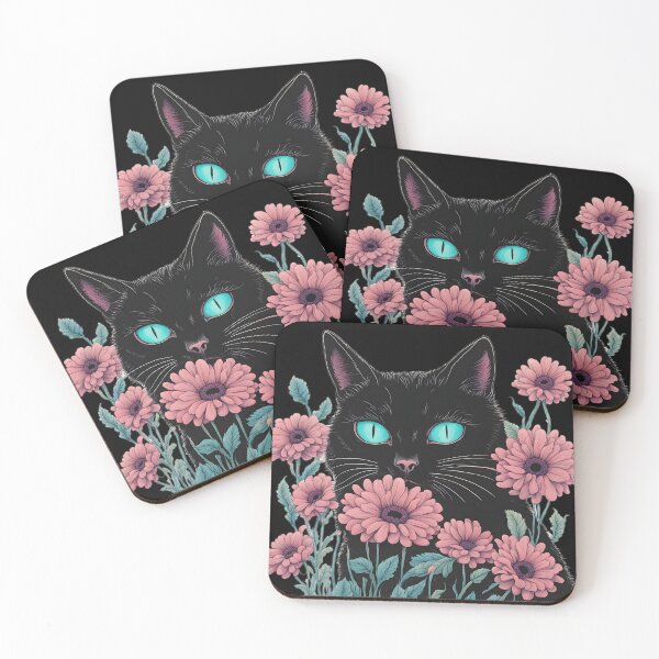 Artikelvorschau, Retro schwarze Katzenblumen ColorfulArt entworfen und verkauft von Catophile.