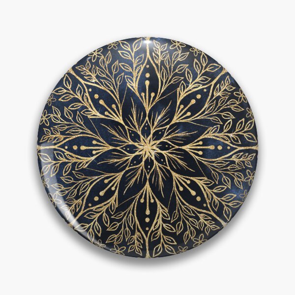 Item preview, Blue Gold Poinsettia Flower Mandala designed and sold by NdesignTrend.