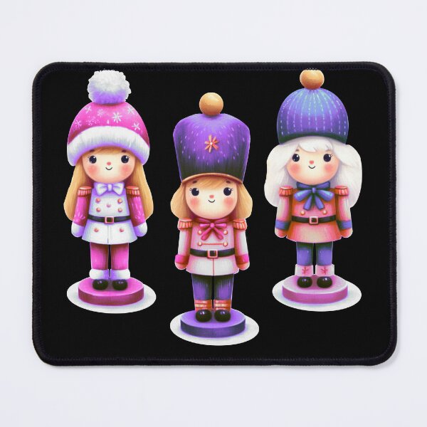 Item preview, Offset Trio of Nutcracker Dolls - Pink, Purple, White, and Gold - Christmas - Black Background designed and sold by Star-Fragment.