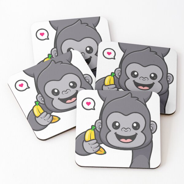 Item preview, Cute gorilla holding banana cartoon designed and sold by sasa-creations.