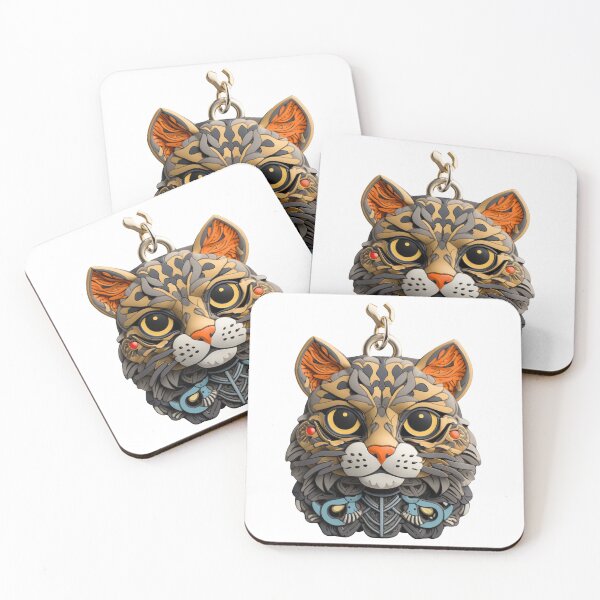 Item preview, Orange and Gray Cat Keychain designed and sold by ivanmejia.