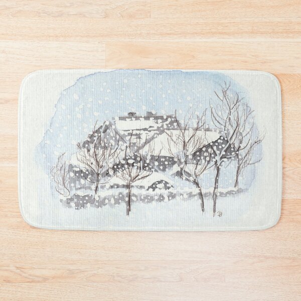 Item preview, Winter landscape snow watercolor designed and sold by happyartworld.