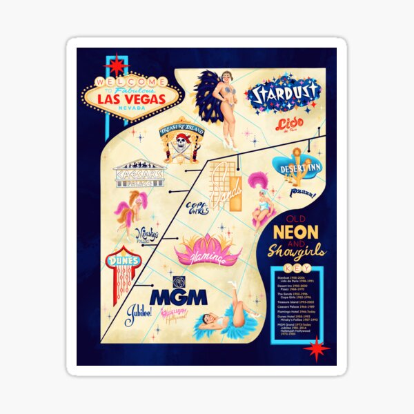 Item preview, Las Vegas Map: Old Neon & Showgirls designed and sold by AiyanaRobinson.