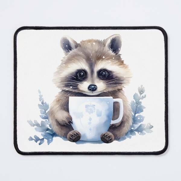 Item preview, Chubby Raccoon with a cup of coffee winter watercolor designed and sold by Anbe_design.