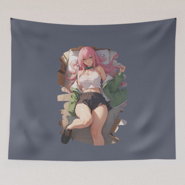 Item preview, Nostalgic Dreams: Anime Teenage Girl on Bed | Tranquil Reverie Art Print designed and sold by Anime-Community.