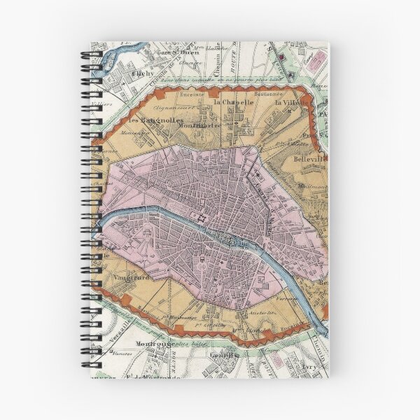 Item preview, Vintage Map of Paris Fortifications (1841) designed and sold by BravuraMedia.