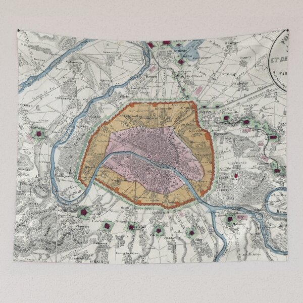 Item preview, Vintage Map of Paris Fortifications (1841) designed and sold by BravuraMedia.