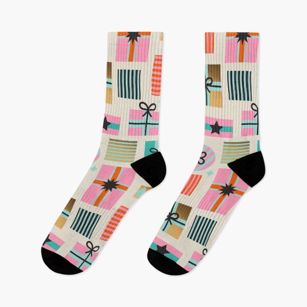 Item preview, Retro Geometric Christmas Gift pattern 7. pink, teal, gold on cream designed and sold by Dominiquevari.
