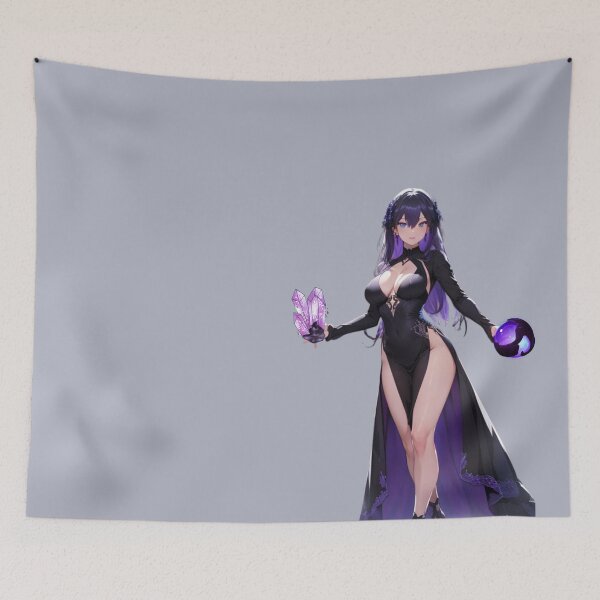 Item preview, Enchanting Elegance: Elegant Anime Magical Girl in Purple | Mystical Beauty Art Print designed and sold by Anime-Community.