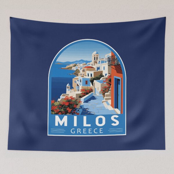 Item preview, Milos Greece Travel Art Emblem designed and sold by KrisSidDesigns.