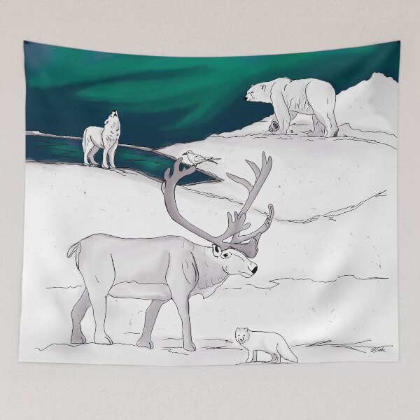 Item preview, Arctic Winter Animals with the Northern Lights designed and sold by Quick Brown Fox Canada.