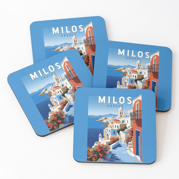 Item preview, Milos Greece Travel Art Vintage designed and sold by KrisSidDesigns.
