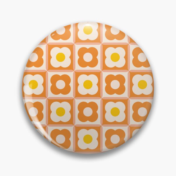 Item preview, Retro Floral Checker Pattern Yellow, Orange designed and sold by trdstudio.