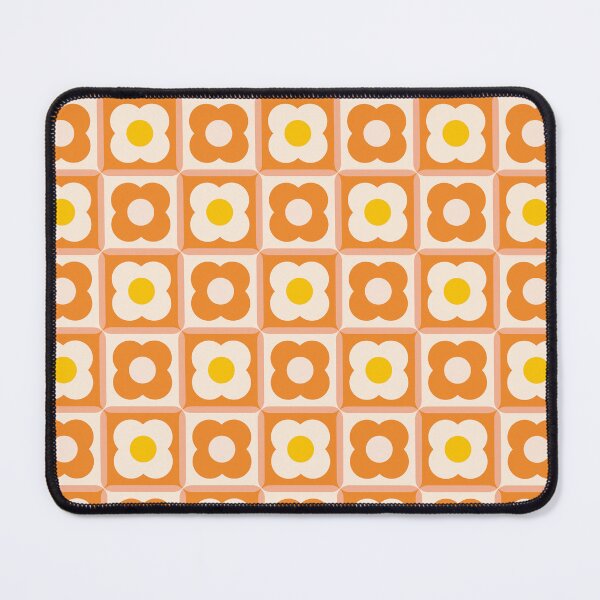 Item preview, Retro Floral Checker Pattern Yellow, Orange designed and sold by trdstudio.