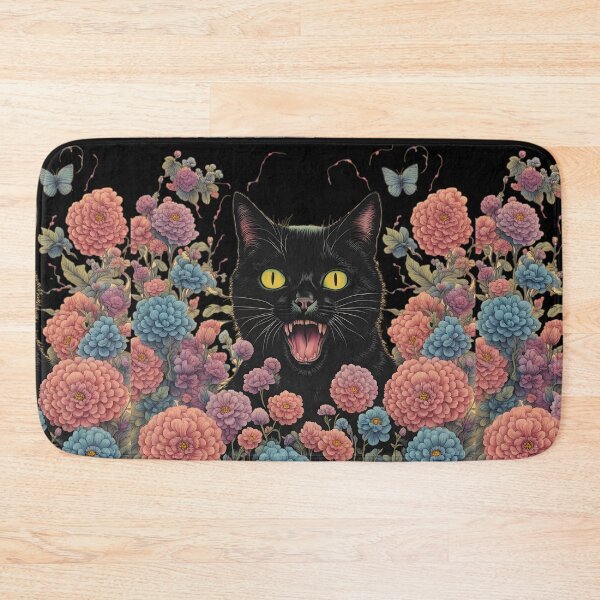 Item preview, Weird retro Black Cat  psychedelic colorful designed and sold by Catophile.