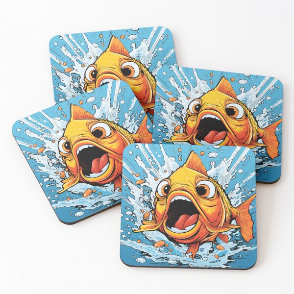 Item preview, Cartoon goldfish water splash bubbles blue yellow orange red white designed and sold by G-M-Designs.